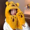 Juwas Cute Bear Hooded Scarf Gloves