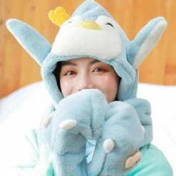 Juwas CLOTHING Cute Penguin Hooded Warm Soft Scarf