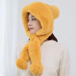 Juwas Knitted Hat Winter Warm Hat Scarf