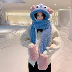 Juwas Lovely Crab Hooded Scarf Gloves