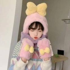 Juwas Bow Knot Hooded Warm Soft Scarf