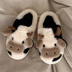 Juwas Shoes Cartoon Cow Cotton Slippers