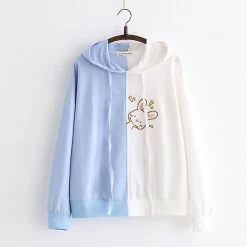 Juwas Japanese Rabbit Print Hoodie CLOTHING