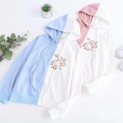 Juwas Japanese Rabbit Print Hoodie CLOTHING