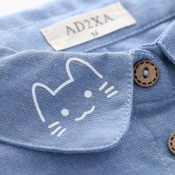 Juwas Cute Cat Print Fake Under Polo Sweater