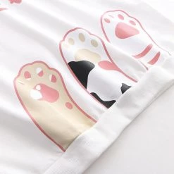 Juwas Japanese Cat Paw Fake Polo Sweater