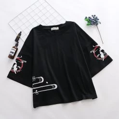 Juwas NEW ARRIVAL Fox Sakura Print Round Neck T-shirt