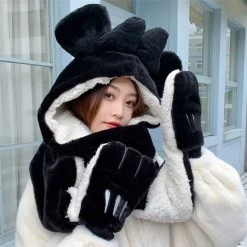 Juwas Cute Bow Knot Hooded Warm Soft Scarf