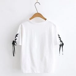 Juwas Fox Print Lace Up T-shirt NEW ARRIVAL