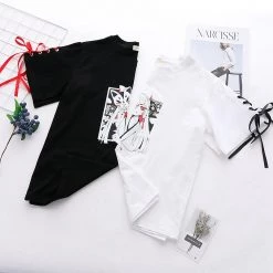 Juwas Fox Print Lace Up T-shirt NEW ARRIVAL