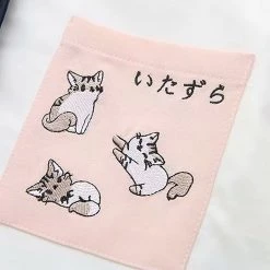 Juwas Cute Japanese Cat Pocket Button Up Shirt NEW ARRIVAL