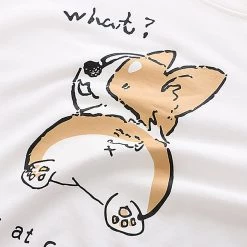 Juwas CLOTHING Cute Corgi Print Lace Up Sweatshirt