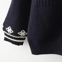 Juwas Cute Bunny V-Neck Pocket Knitted Sweater