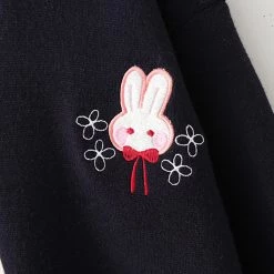 Juwas Cute Bunny V-Neck Pocket Knitted Sweater