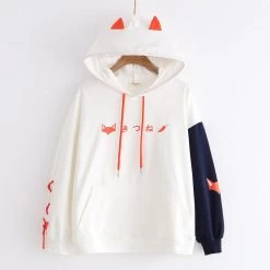 Juwas Fox Print Lace Up Hoodie CLOTHING