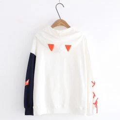 Juwas Fox Print Lace Up Hoodie CLOTHING