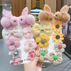 Juwas Cute Rabbit Theme Hair Clips Set