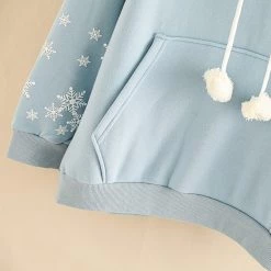 Juwas Snowflake Print Warm Hoodie
