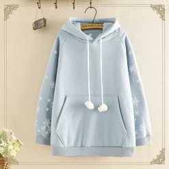 Juwas Snowflake Print Warm Hoodie