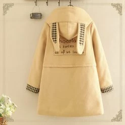 Juwas CLOTHING Cute Rabbit Ears Pockets Warm Coat