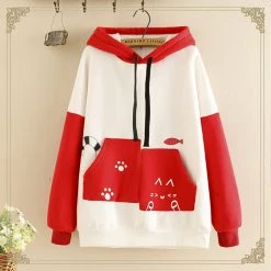Juwas Cat Fish Pocket Warm Hoodie NEW ARRIVAL