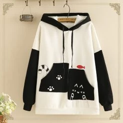 Juwas Cat Fish Pocket Warm Hoodie NEW ARRIVAL