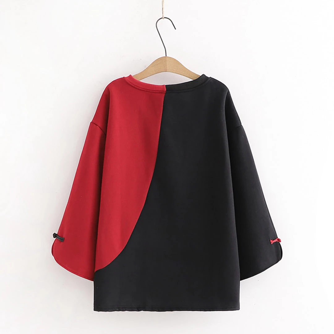 Juwas NEW ARRIVAL Vintage Tassels Color Block Sweatshirt 4 Juwas NEW ARRIVAL Vintage Tassels Color Block Sweatshirt