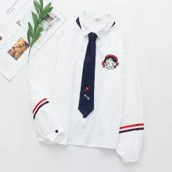 Juwas Cartoon Embroidery Long Sleeve Shirt