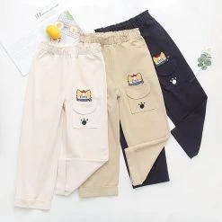 Juwas Doggy Embroidery Straight-Leg Pants NEW ARRIVAL
