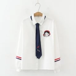 Juwas Cartoon Embroidery Long Sleeve Shirt