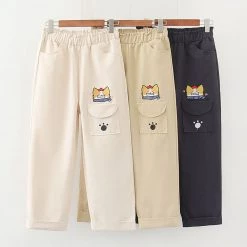 Juwas Doggy Embroidery Straight-Leg Pants NEW ARRIVAL