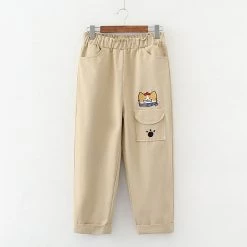 Juwas Doggy Embroidery Straight-Leg Pants NEW ARRIVAL