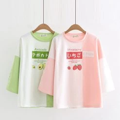 Juwas NEW ARRIVAL Japanese Two-Toned Fruit Long Sleeve T-shirt