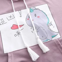 Juwas Cute Dinosaur Print Front Pocket T-shirt