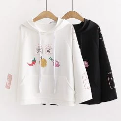 Juwas Cute Print Pocket Hoodie