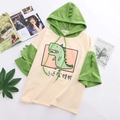 Juwas Kawaii Cartoon Dinosaur Hooded T-shirt NEW ARRIVAL