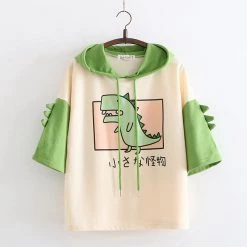Juwas Kawaii Cartoon Dinosaur Hooded T-shirt NEW ARRIVAL