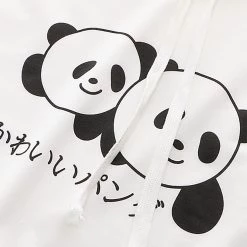 Juwas Japanese Letters Panda Print T-shirt