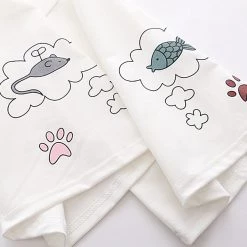 Juwas Kawaii Kitty Print Laced Hoodie