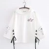 Juwas Kawaii Kitty Print Laced Hoodie