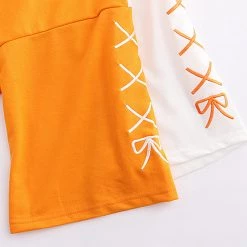 Juwas NEW ARRIVAL Orange Japanese Letters Print T-shirt