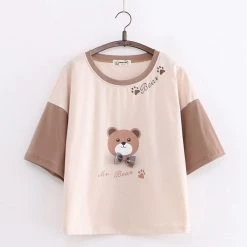 Juwas Kawaii Mr.Bear Two-Tone T-Shirt NEW ARRIVAL