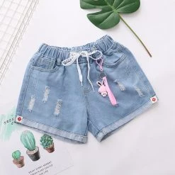 Juwas NEW ARRIVAL Kawaii Rabbit Denim Tattered Shorts