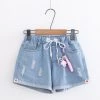 Juwas NEW ARRIVAL Kawaii Rabbit Denim Tattered Shorts