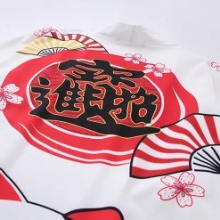 Juwas Lucky Cat Sakura Print Japanese Kimono Outerwear Sun Protective CLOTHING