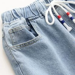 Juwas Sailor Collar Top And Cat Print Denim Jeans NEW ARRIVAL