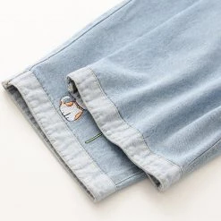 Juwas Sailor Collar Top And Cat Print Denim Jeans NEW ARRIVAL