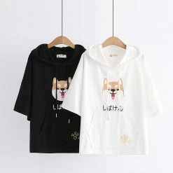 Juwas Kawaii Japanese Shiba Inu Oversized Hoodie CLOTHING