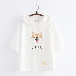 Juwas Kawaii Japanese Shiba Inu Oversized Hoodie CLOTHING