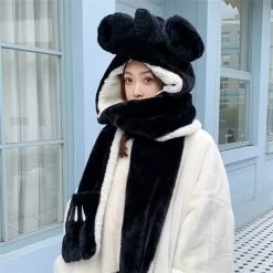 Juwas Cute Bow Knot Hooded Warm Soft Scarf